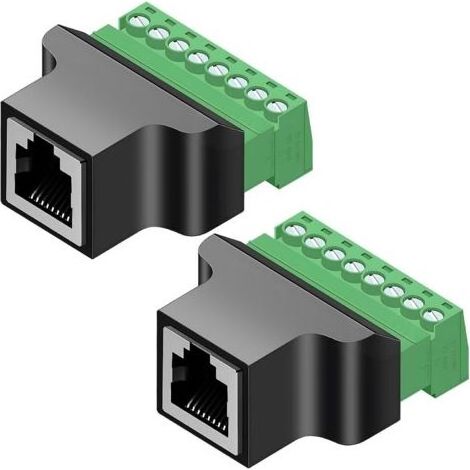 Lot de 2 connecteurs RJ45 Femelle vers 8 Broches à vis- Connecteur Réseau pour DVR Numérique, Coupleur en Ligne Robuste et Sécurisé (1/5)