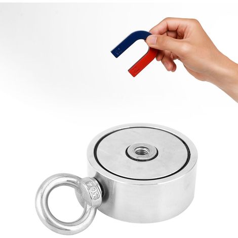 Aimant de récupération double face à double anneau, aimants super puissants pour la pêche, le levage et la suspension (LNM67-2) (1/5)