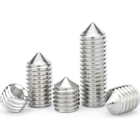 Lntyq Vis Sans Tête Coniques M6 Vis Sans Tête Hexagonales en Acier Inoxydable Fixations Allen Vis Pointeau M6×20mm,20 pcs