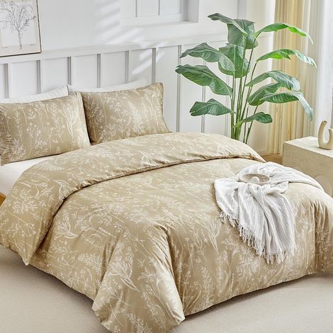 Ensemble de literie King-Size Khaki motif floral microfibre 230x220 cm