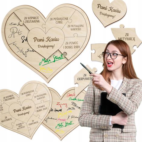 Cornice a puzzle a forma di cuore, regalo di ringraziamento personalizzato per l'insegnante. (1/5)