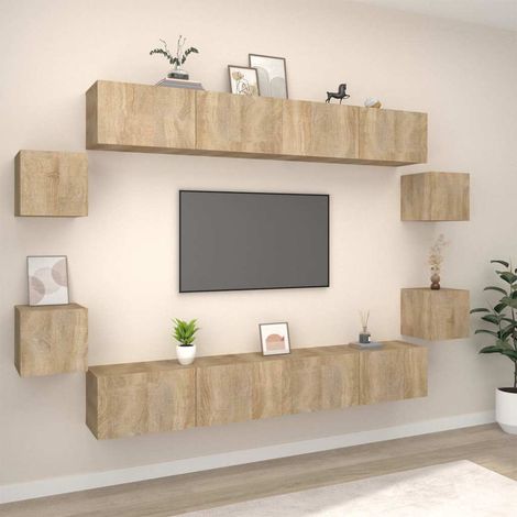 vidaXL Set de muebles para TV 8 pzas madera contrachapada roble Sonoma (1/5)