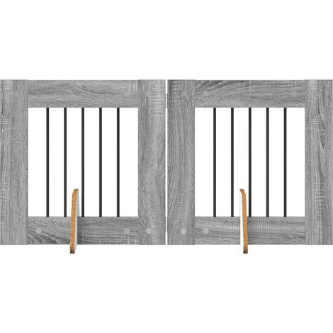 Foldable Dog Gate with Stands 2 pcs Grey Sonoma 120.5 cm vidaXL
