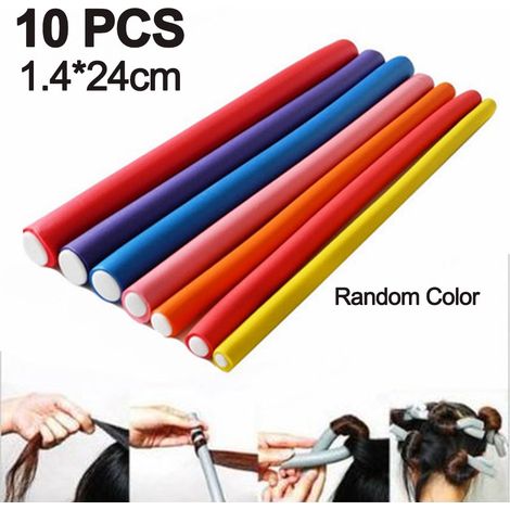 Rouleaux Pour Cheveux - 24 cm - Sans Chaleur - En Caoutchouc Souple - Lot De 10 (1/5)
