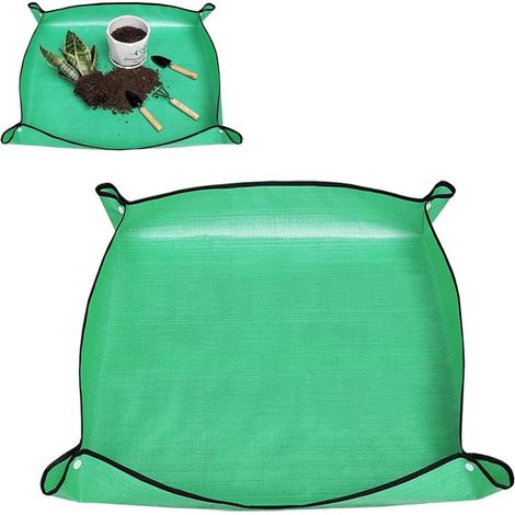 Tapis de rempotage pour plantes d'intérieur - Pliable et imperméable - 66 x 66 cm - Vert (1/5)