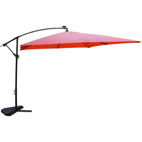 Sonnenschirm terrakotta, quadratisch, 3 x 3 m, LED SOLENZARA