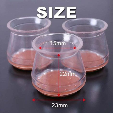 Lot de 16 protège-pieds de chaise, en silicone avec une doublure en feutre transparent, pour protéger les pieds de chaise des rayures sur les parquets et les carrelages. (1/3)
