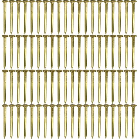 100x Clou pointe en laiton doré tête ronde idéal meuble bois tableau chaise boule ancien vintage, 1.8x35mm