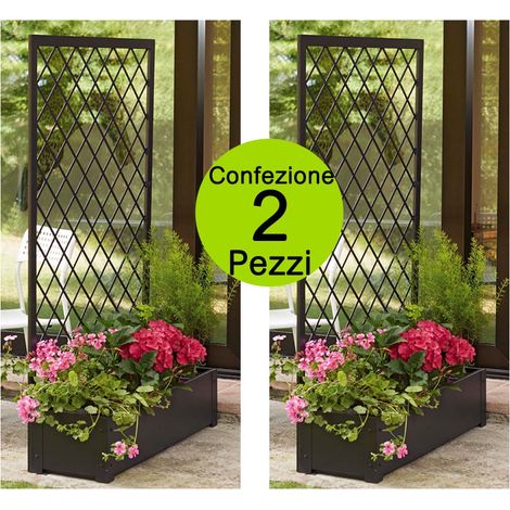 Multipack 2 pezzi fioriere da esterno con traliccio in metallo stell jasmine giardino casa e bar