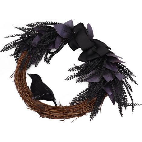 Guirlande de Corbeau Noeud Couronne Déco Halloween Maison Porte Couloir Suspension (1/5)