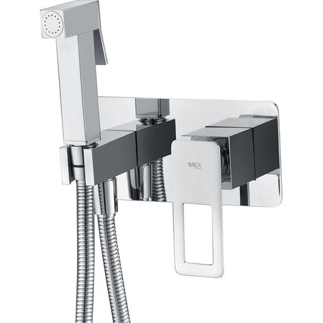 IMEX Mitigeur encastre bidet en acier et laiton finition chromee eau chaude et froide avec douchette et tuyau flexible modele Suecia Imex-BDC032-5 (1/4)