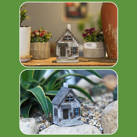 Casita en miniatura para jardín de hadas, figura decorativa de resina resistente, dimensiones 9x9x14cm, incluye 1 figura, regalo original para fiestas o para el hogar. (1/5)