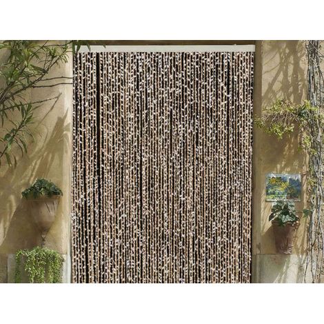 Rideau de porte tresses polyester avec feuillage artificiel Samana, blanc, 90 x 200 cm - Morel