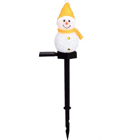 Lampe solaire sur piquet en forme de bonhomme de neige, décoration imperméabilisante pour l'extérieur, allée de nol, pour jardin, arbre, clture, pelouse, passerelle, jaune (1/5)