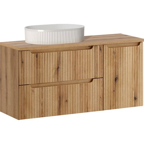 Waschtischunterschrank für Einzelwaschbecken, 120 cm, mit Wäschekorb, Riva Holz (1/5)