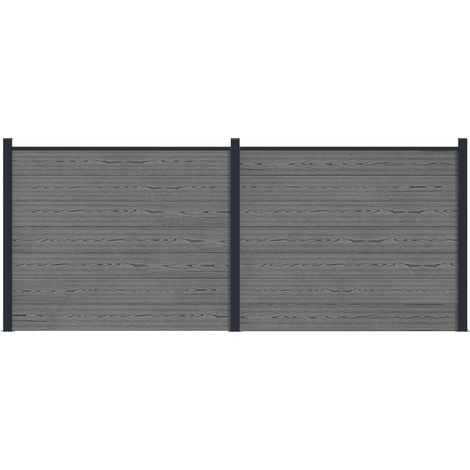 Zaunelement 2 pcs WPC und Aluminium Grau vidaXL
