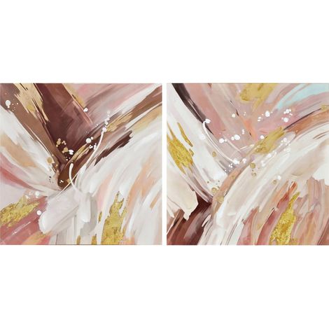 tableau abstrait rose et or touche élégante pour décoration murale - rose poudré doré et blanc (1/3)