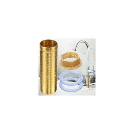 Kit di riparazione per rubinetto, prolunga per rubinetto M3210cm, prolunga per rubinetto con tubo filettato, dado in rame + asta di prolunga da 10cm con filettatura in rame, 2 rondelle in rame