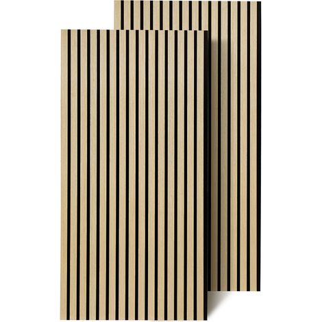 Randaco Panel acústico Revestimiento mural MDF Natural Panel acústico Revestimiento mural Moderno 2x 120x60x2.1cm Madera