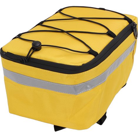 Sacoche de porte-bagages arrière pour vélo, en tissu Oxford imperméable avec bande réfléchissante, idéale pour les trajets urbains. Couleur : jaune. Tissu Oxford 1680D. (1/3)