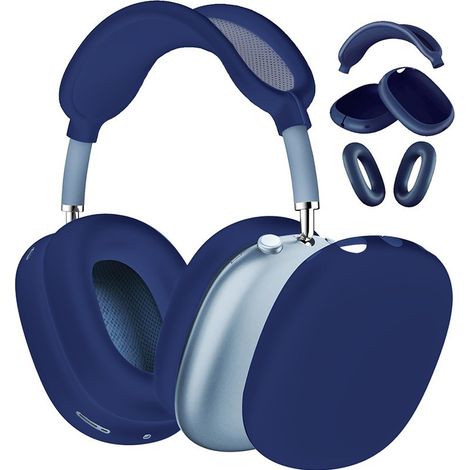 Étui en silicone pour AirPods Max, bleu foncé, protection antichoc