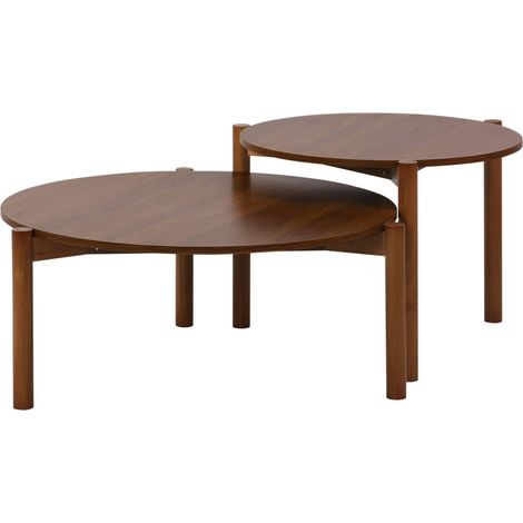 sweeek - 2er-Set runde Tische Holzlook