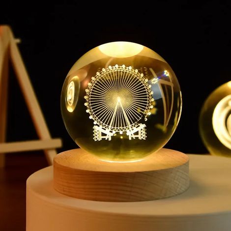 Boule de cristal 3D de 6 cm, gravée au laser, décoration de bureau pour la maison (1/2)