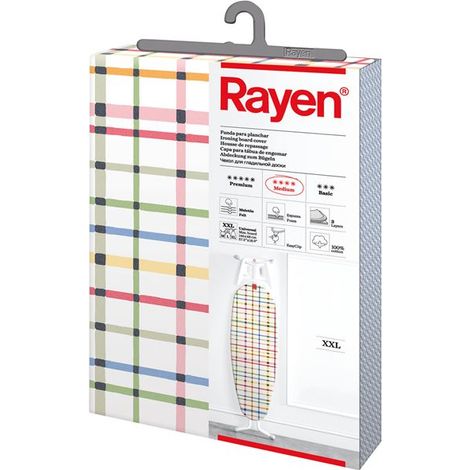 Housse de table à repasser 150x55cm – Housse universelle 100% coton – Système Easy Clip – Matelassée 3 couches pour confort optimal – Rayen