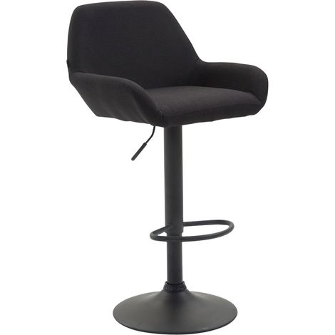 CLP – Tabouret de bar Braga tissu 100% polyester – Hauteur réglable 63-83 cm – Siège pivotant 360° – Pied en métal noir (1/4)