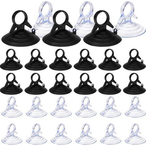 60 Stück Sonnenschutz-Saugnapf, 45 mm Saugnapf ohne Haken, Saugnapf aus PVC, Mini-Saugnapf, transparent und schwarz, Saugnapf für Fenster, Saugnapf für Fenster (1/5)