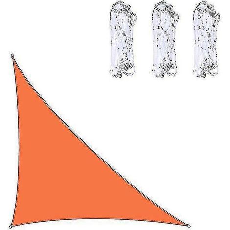 Voile d'ombrage triangulaire imperméable 3x3x4,3 m / 4x4x5,7 m / 5x5x7,1 m, orange, pour jardin, terrasse, auvent extérieur, toit (1/2)