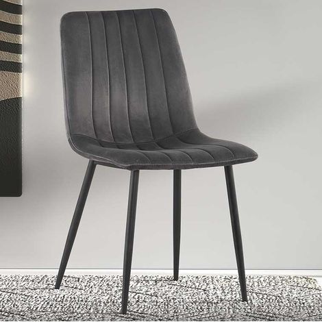 Chaise de salle à manger en velours Willie - gris/noir (1/5)