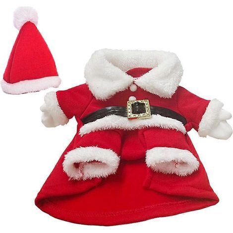 Robe-jupe pour chien, chiot, chat ou chien, vêtements d'hiver, gilet, chemise, cadeau de Noël, taille S (rouge et blanc)-S-Red