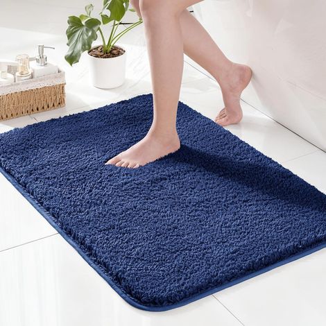 1 Tapis de bain, microfibre, antidérapant, absorbant, séchage rapide, salle de bain, douche, 40x60 cm, bleu marine (1/5)