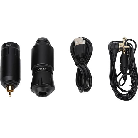 Machine Tatouage Rotative Professionnelle Sans Fil, Stylo Tatouage RCA avec Batterie 1200mAh pour Artistes, Noir (1/5)
