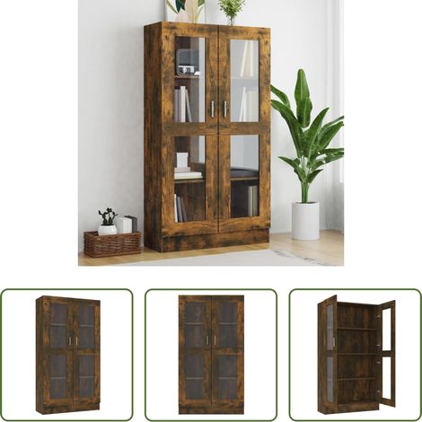 Rangement - Armoire à vitrine Chêne fumé 82,5x30,5x150 cm Bois d'ingénierie (1/5)