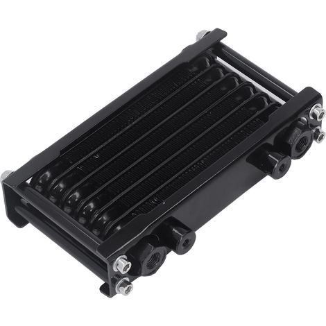 Refroidisseur d'huile moteur/refroidisseur d'huile de transmission (noir) adapté aux motos de 50 à 250 cm3, aux véhicules tout-terrain et aux quads. (1/5)