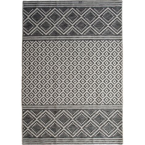 MEDIA CROISILLONS - Tapis en polypropylène et coton motif croisillons gris 160x230 (1/5)
