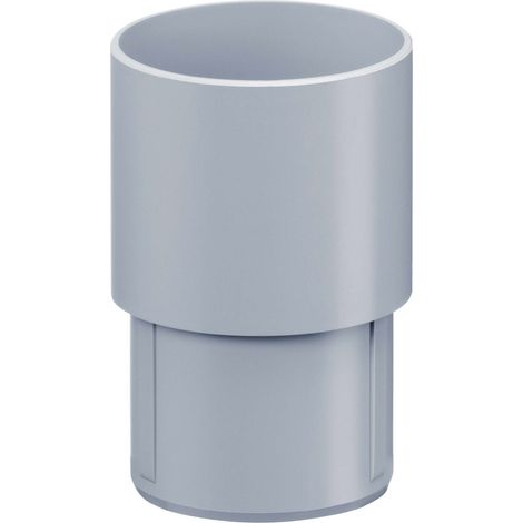 INEFA Fallrohr Verbinder, PVC Ablaufrohrverbinder Dachrinnenzubehör, einfache Steckmontage, Made in Germany - DN75 / 75mm Grau