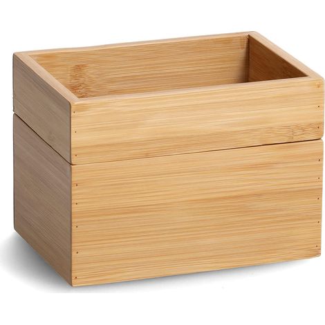 Zeller 13319 - Set di 2 scatole in bambù, 17 x 12 x 12 cm, impilabili per casa, ufficio e bagno (1/5)