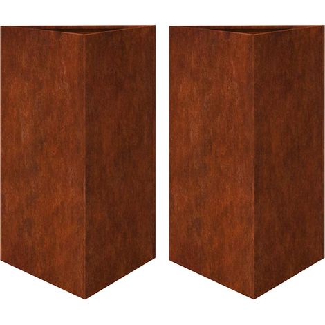 Fioriere da Giardino 2 pz Vaso Triangolari 50x43x75cm Acciaio Corten (1/4)