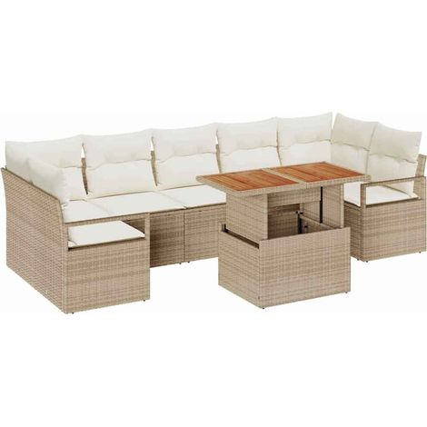 Maison Exclusive - Set Divano da Giardino 8 pz Beige Poly Rattan (1/5)