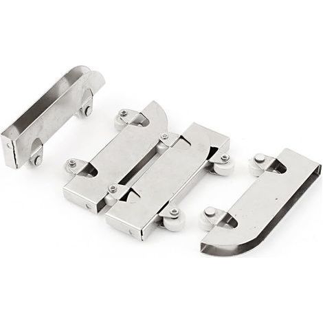 Roulettes pour portes coulissantes en verre, doubles roues, acier inoxydable, 5 mm (1/4)