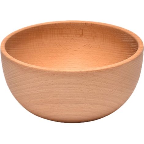 Bol rond en bois de hêtre 340 ml – Saladier vintage avec fond plat – Bol naturel pour cuisine, fruits et desserts – 11,8 × 5,7 cm (1/5)