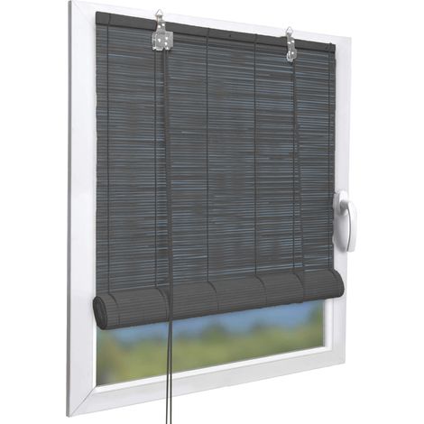 Store enrouleur bambou gris 90x180cm – Montage facile sans perçage – Recoupable en largeur – Pour espaces confinés (1/3)