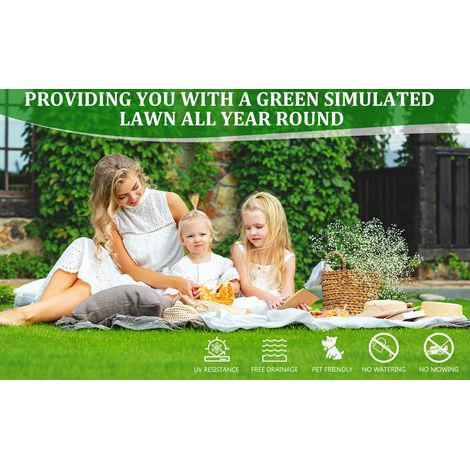 Gazon synthétique 400x200 cm en polyéthylène vert, drainage rapide pour jardin moderne FloraGrace (1/5)