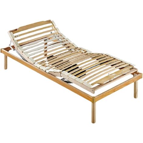 Rete singola elettrica 80x190 cm in legno con alzatesta e piedi regolabili - Master