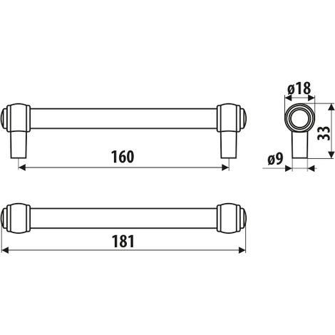 Rail RE23, noir mat, 160 mm (1/2)