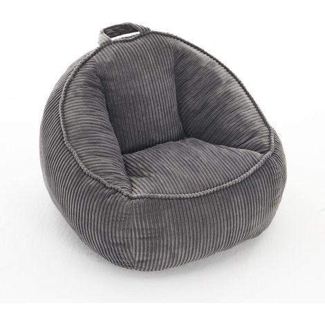 Sillón puff infantil pequeño gris claro de tacto suave con respaldo envolvente HOMVRA (1/4)