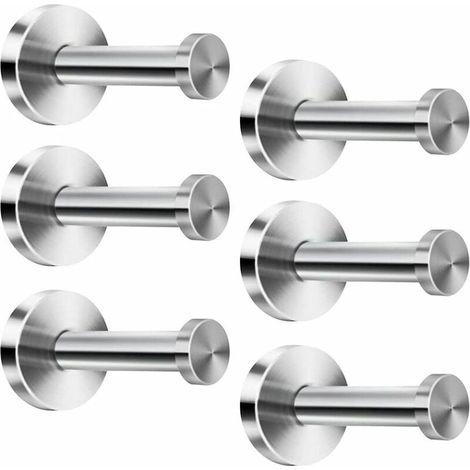 Gancho De Pared - Acero Inoxidable - Base Redonda - Acabado Cromo - Para Baño Cocina Puerta Armario - 6 Unidades (1/5)